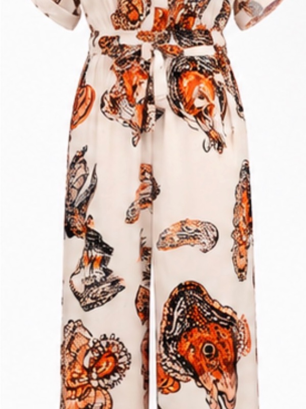 NWOT Halfheart Abstract Floral Button Front Wide Leg Jumpsuit M